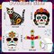 4pcs Day of the Dead Wooden Table Topper Centerpiece Signs, Mexican Dia De Los Muertos Cross Sugar Skull Skeleton